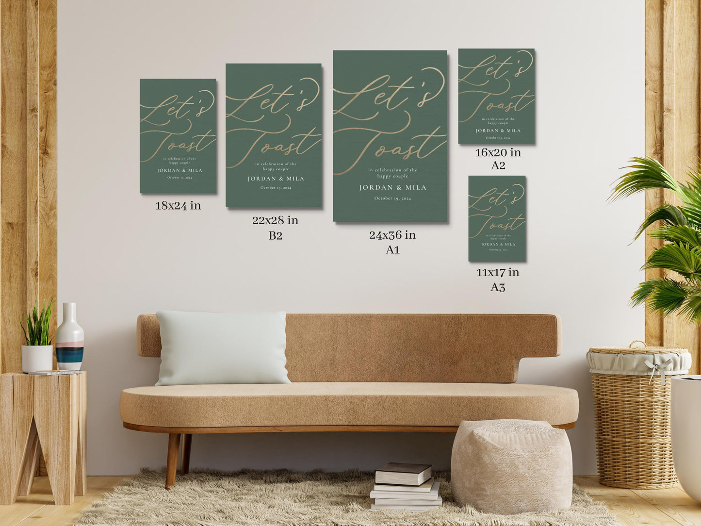 Let's Toast Wedding Sign - Sage Green