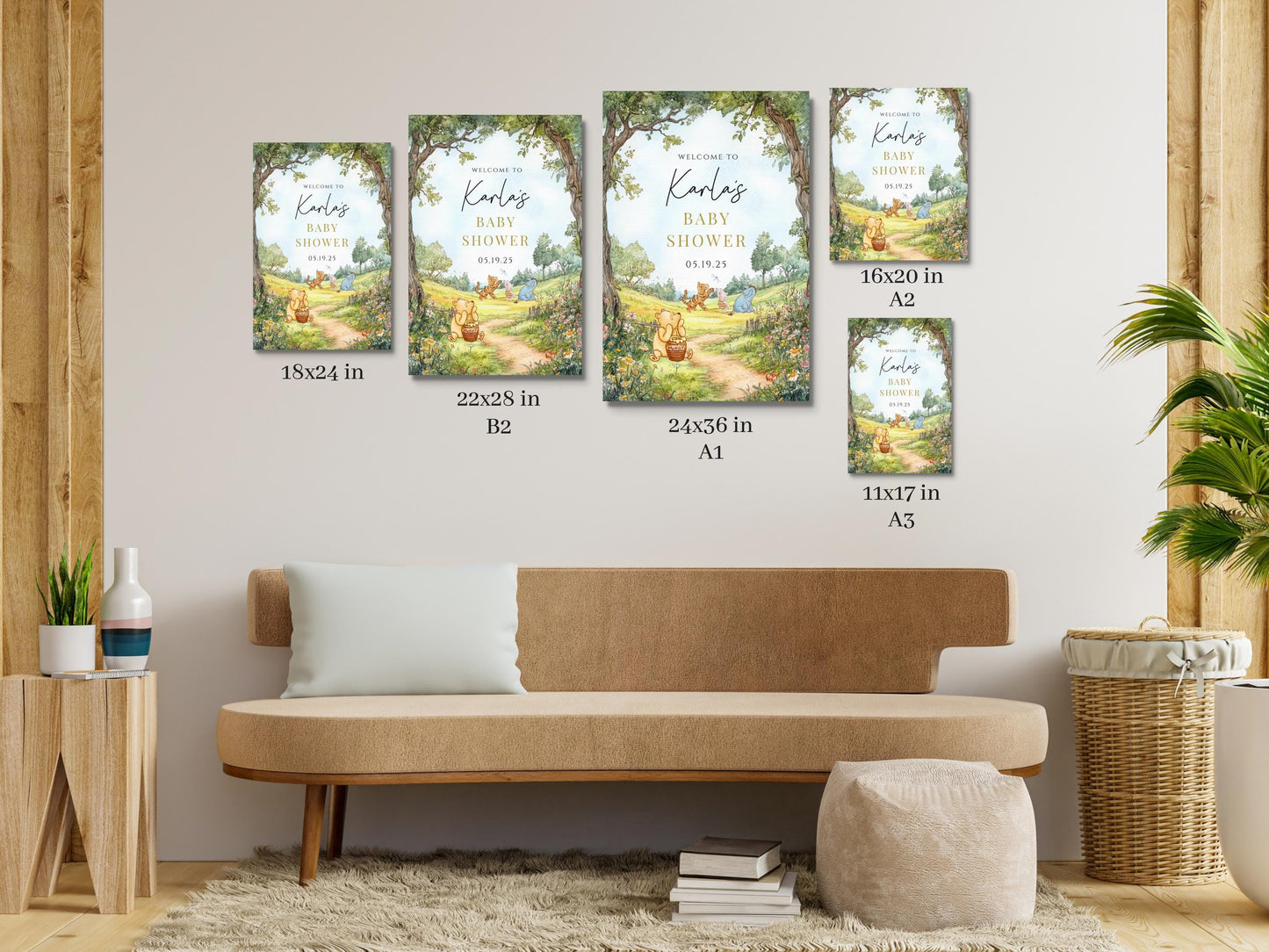 Printed Winnie The Pooh Baby Shower Welcome Sign, Pooh Baby Shower Welcome, Printed Gender Neutral Winnie The Pooh Foam Board Welcome Sign