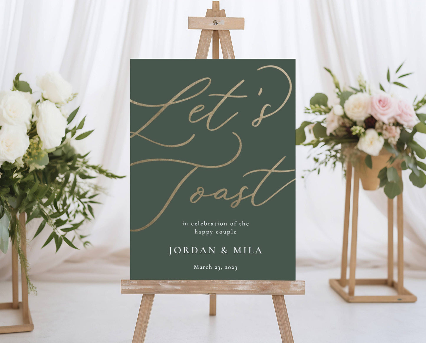 Let's Toast Wedding Sign - Sage Green