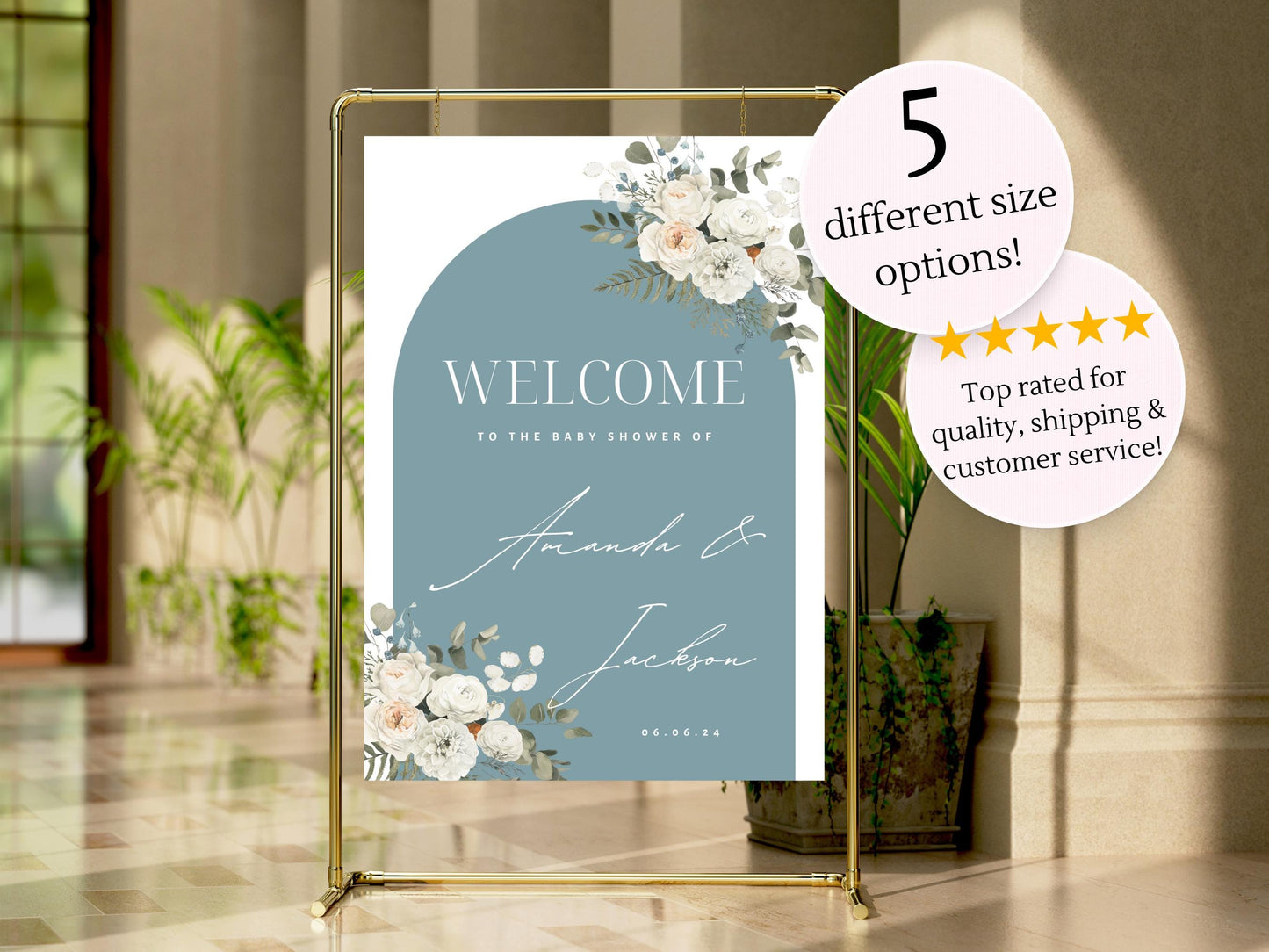 Baby Shower Welcome Sign, Baby Boy Baby Shower Welcome Board, Printed Baby Boy Party Foam Board