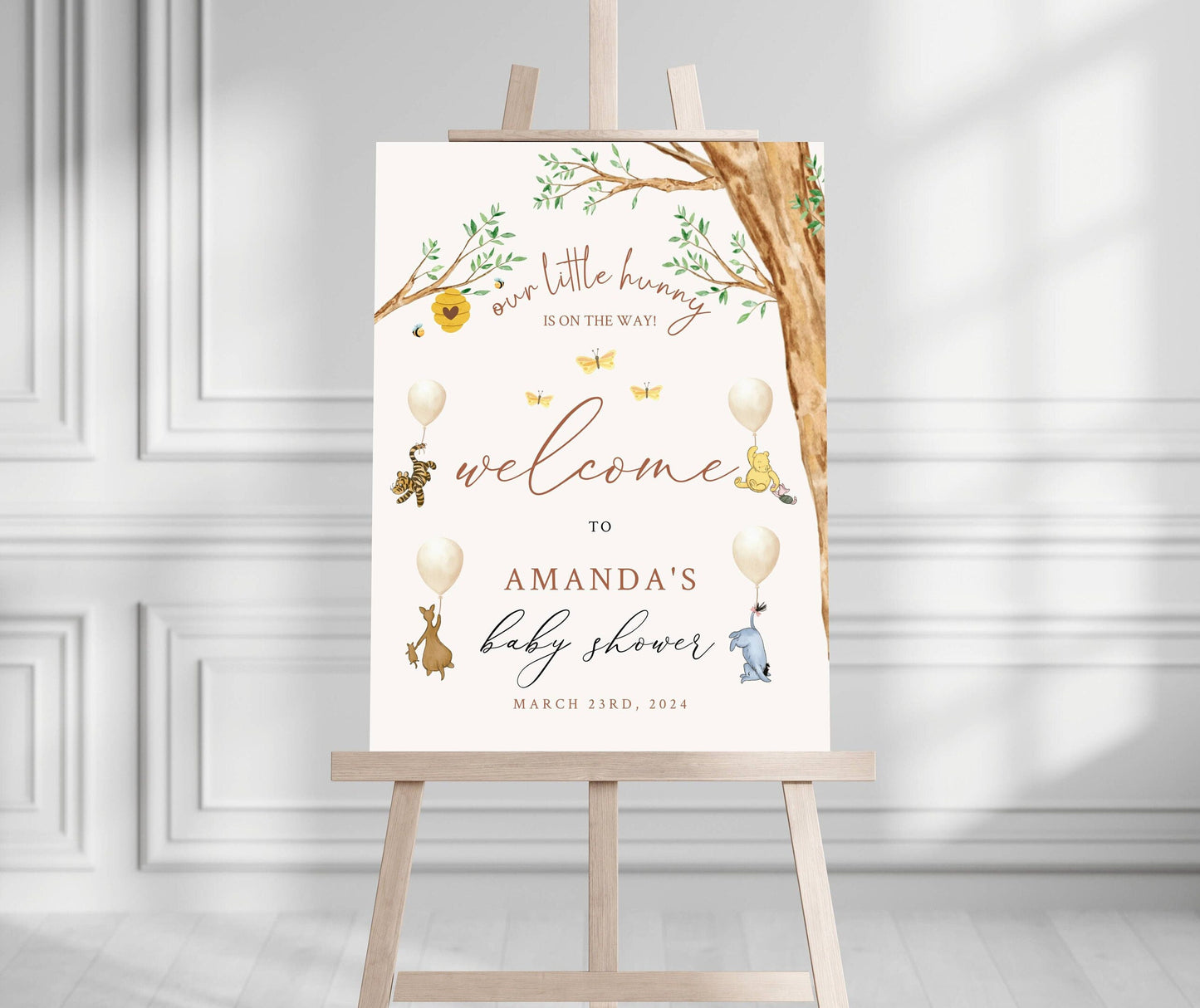Winnie The Pooh Baby Shower Welcome Sign, Pooh Baby Shower Welcome, Printed Gender Neutral Winnie The Pooh Foam Board