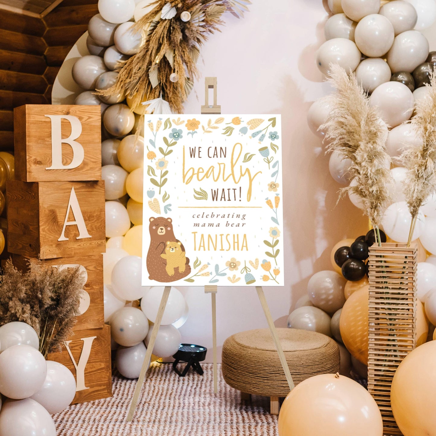 Baby Shower Gender Neutral Welcome Sign, Floral Gender Neutral Baby Shower Welcome