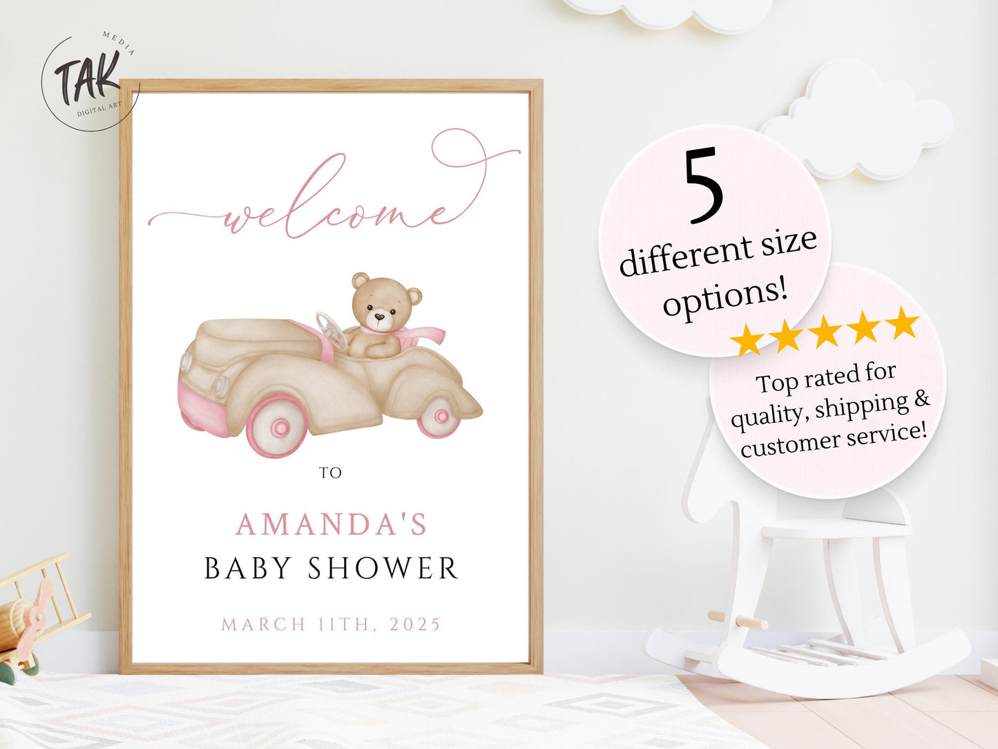 Baby Shower We Can Bearly Wait Girl Foam Welcome Sign
