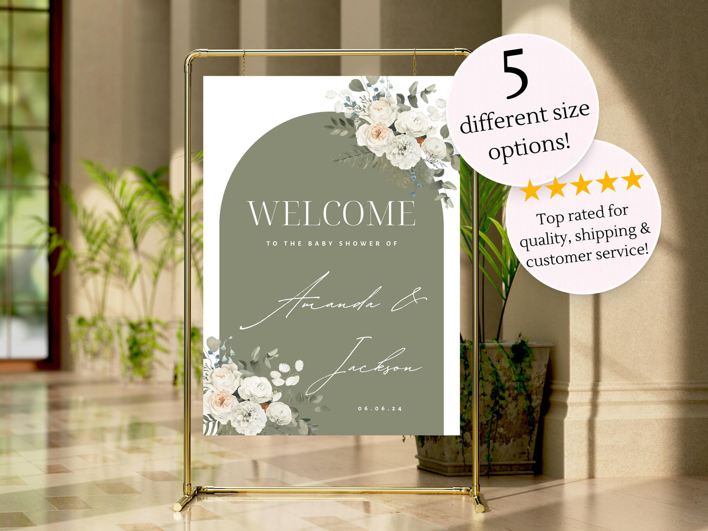 Baby Shower Welcome Sign, Gender Neutral Baby Shower Welcome Board, Custom Printed Gender Neutral Party Foam Board