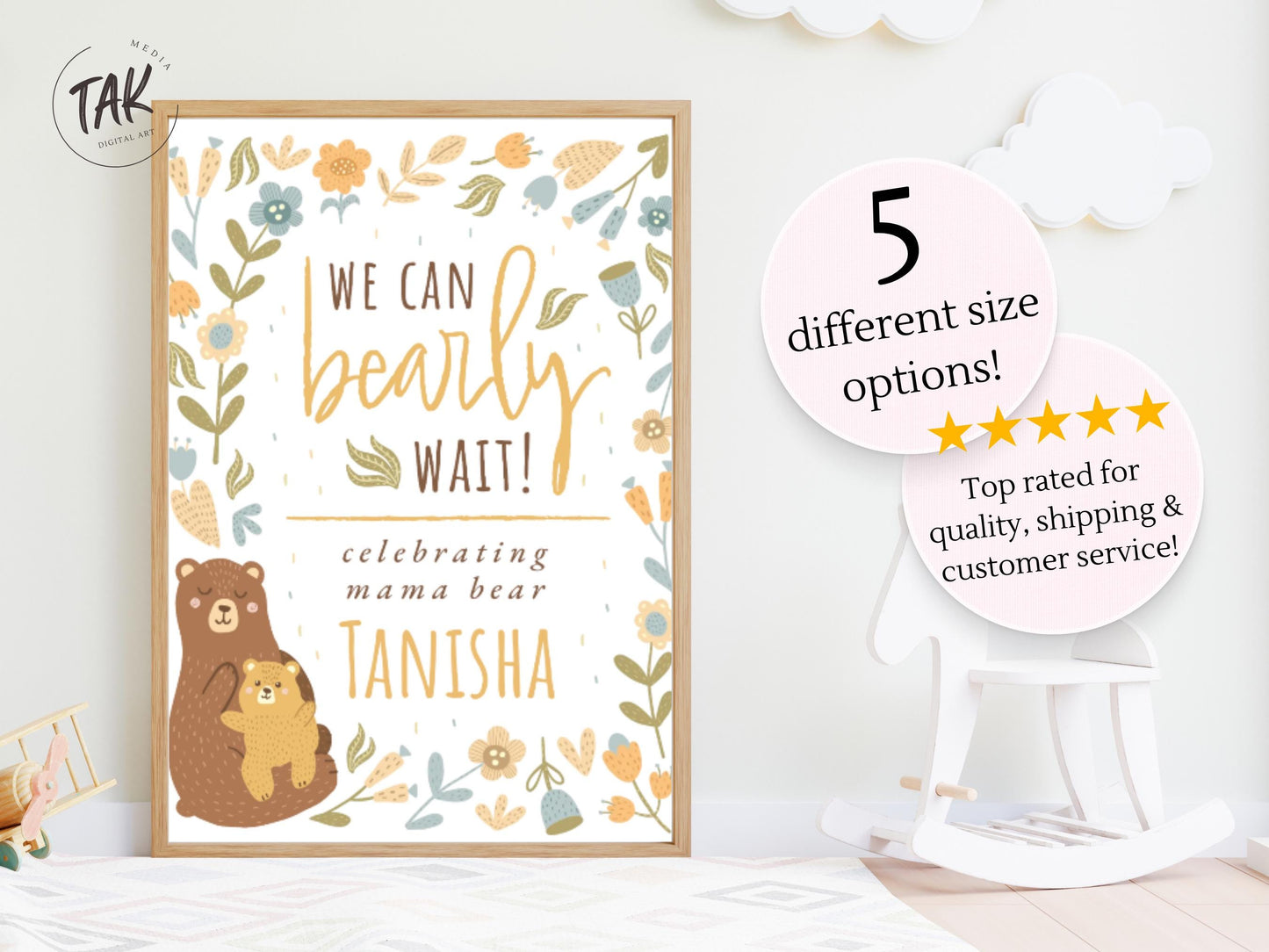 Baby Shower Gender Neutral Welcome Sign, Floral Gender Neutral Baby Shower Welcome