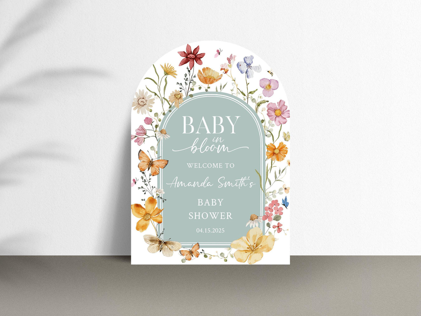 Arch Baby in Bloom Floral Baby Shower Welcome Sign