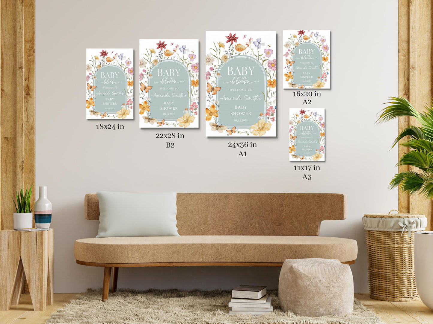 Baby in Bloom Baby Shower Welcome Sign, Baby Floral Shower Welcome, Custom Printed Gender Neutral Foam Board