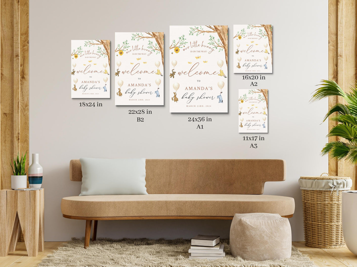 Winnie The Pooh Baby Shower Welcome Sign, Pooh Baby Shower Welcome, Printed Gender Neutral Winnie The Pooh Foam Board