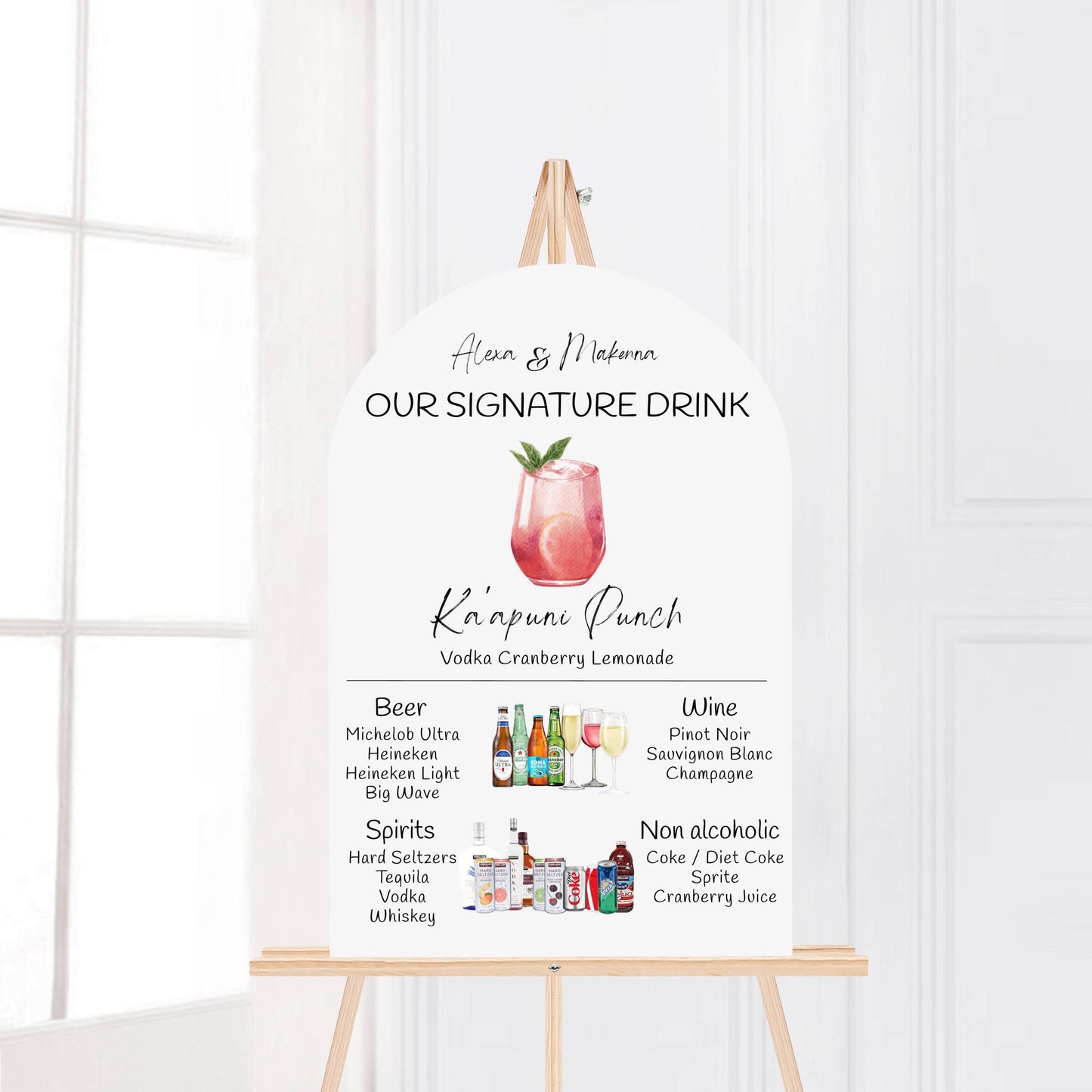 Bar Menu Minimalist Foam Board, Printed Bar Menu, Modern Drink Menu