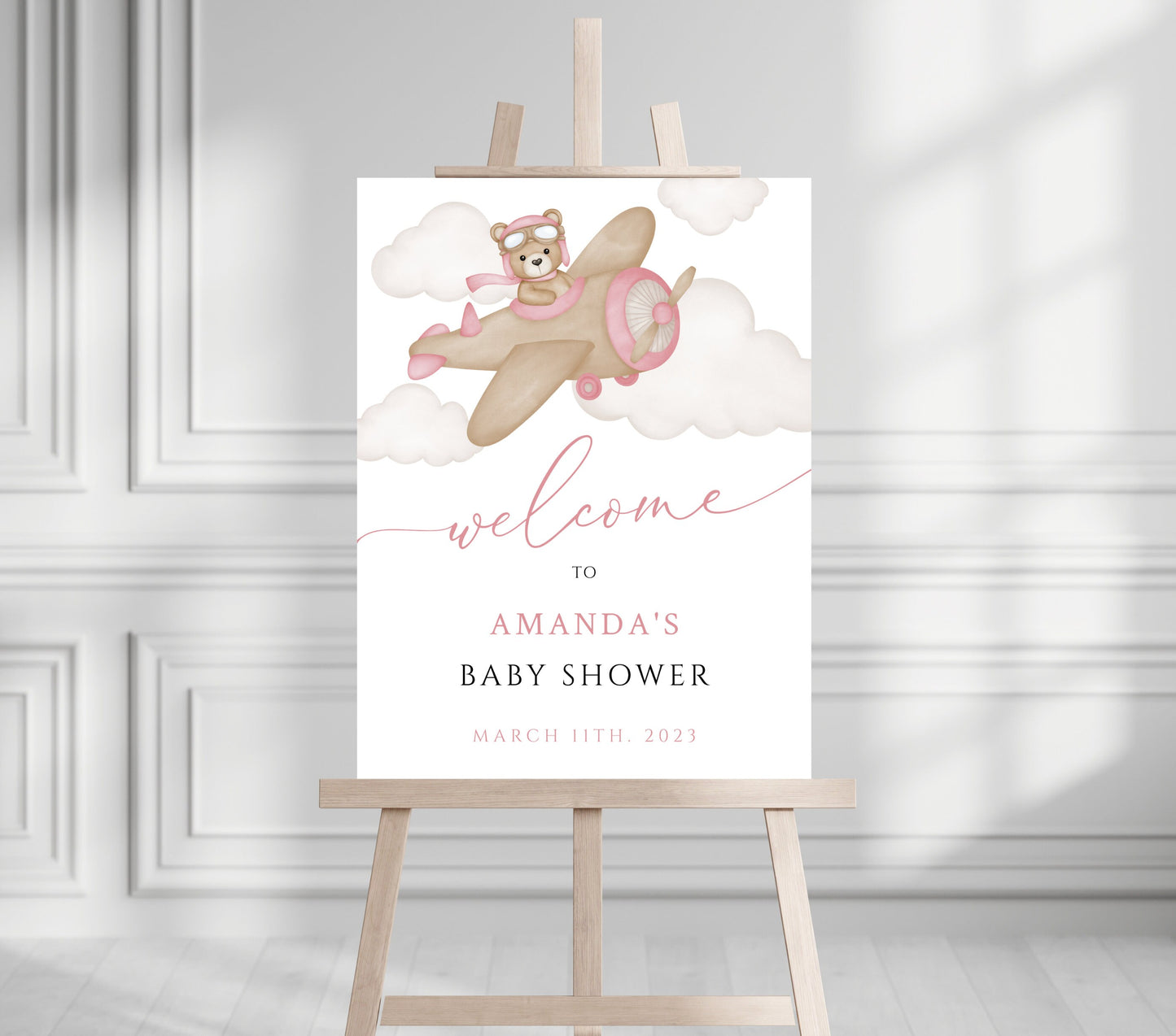 Baby Shower We Can Bearly Wait Baby Girl Foam Welcome Sign, Baby Flying Bear