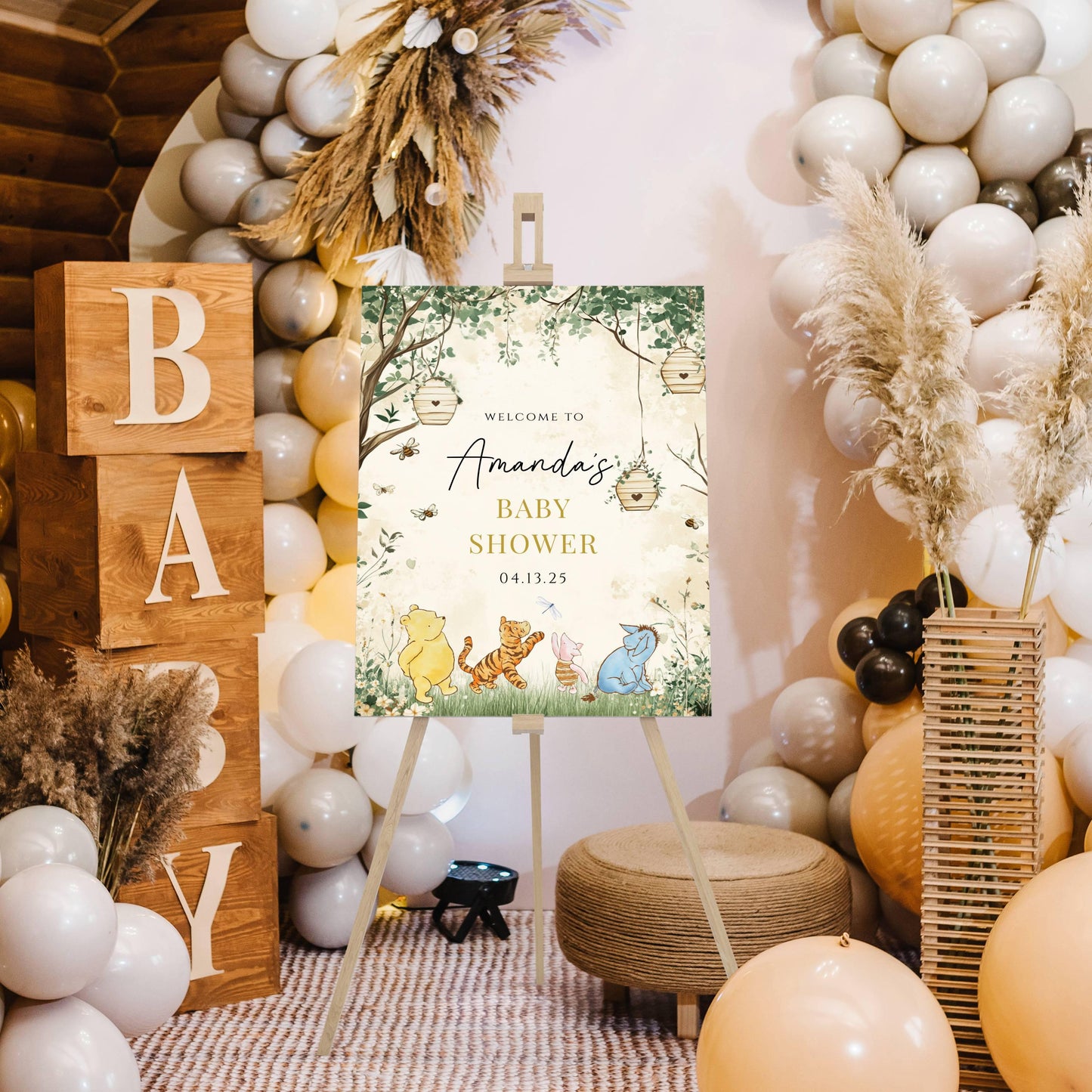 Winnie The Pooh Baby Shower Welcome Sign, Pooh Baby Shower Welcome