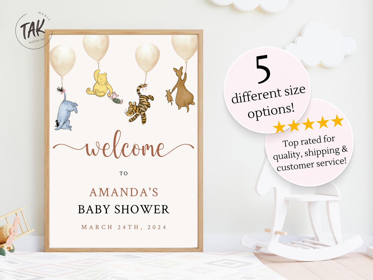 Winnie The Pooh Baby Shower Welcome Sign