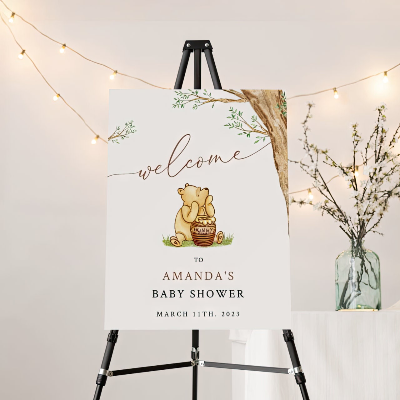Winnie The Pooh Baby Shower Welcome Sign, Pooh Baby Shower Welcome, Printed Gender Neutral Winnie The Pooh Foam Board