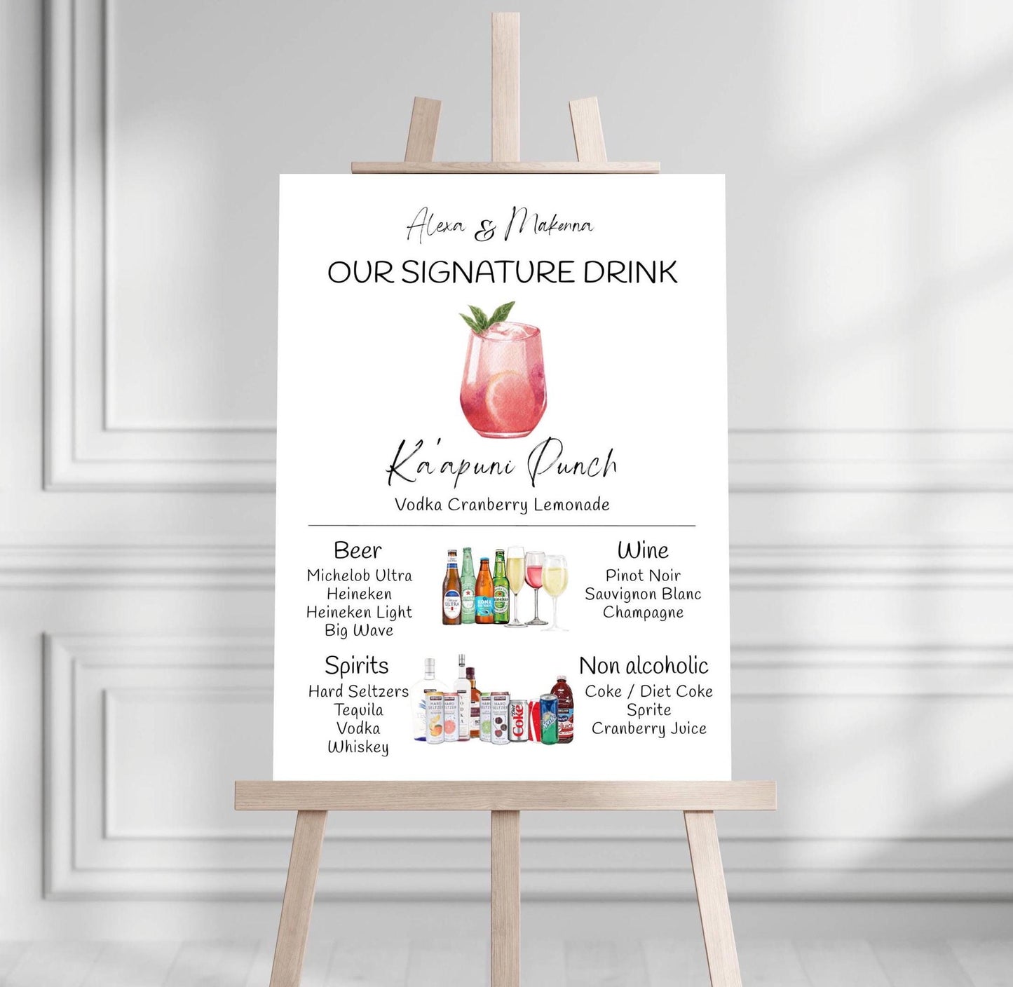 Bar Menu Minimalist Foam Board, Printed Bar Menu, Modern Drink Menu, Custom Bar Sign, Signature Drinks Party Sign