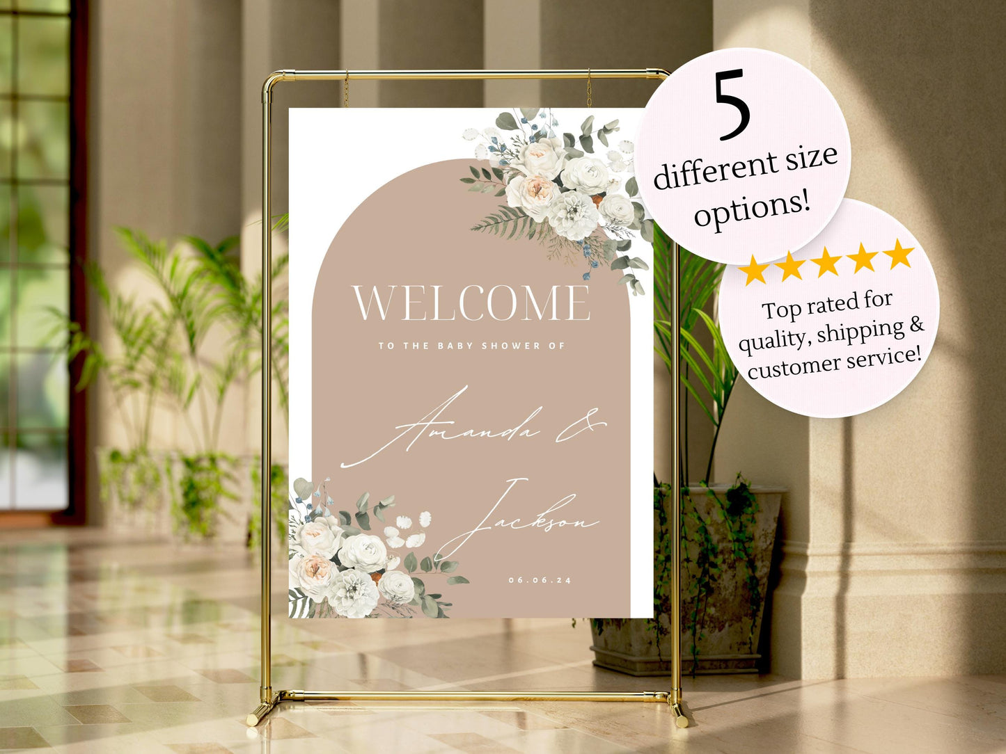 Baby Shower Welcome Sign, Gender Neutral Baby Shower Welcome Board, Printed Gender Neutral Party Foam Board