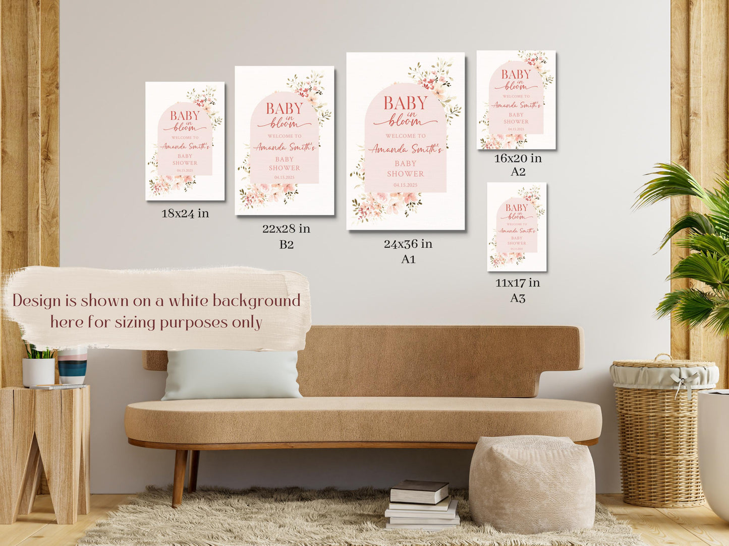 Baby in Bloom Baby Shower Sign – Custom Acrylic or Foam Board Sign, Floral Theme Welcome Sign, Personalized Baby Shower Decor, Custom Decor