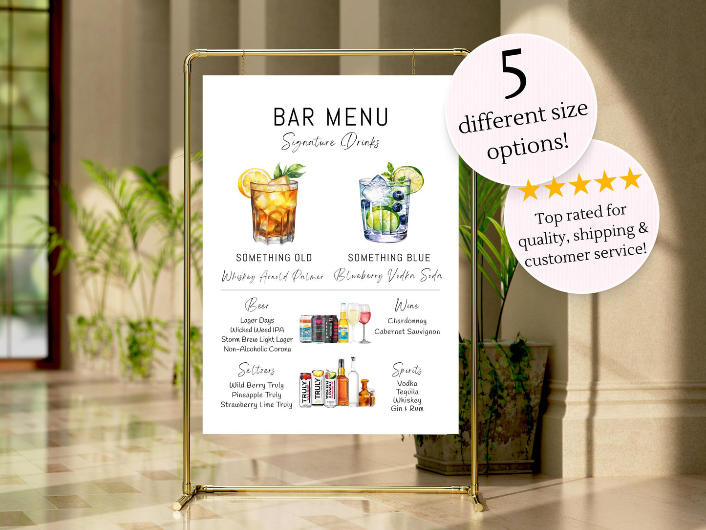 Bar Menu Minimalist Foam Board