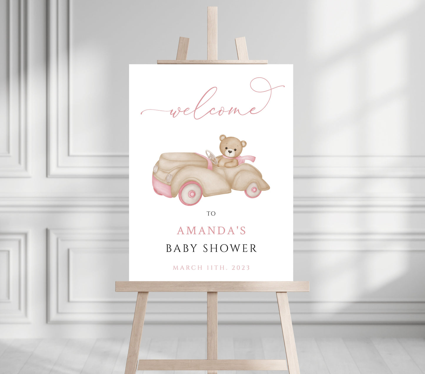 Baby Shower We Can Bearly Wait Girl Foam Welcome Sign
