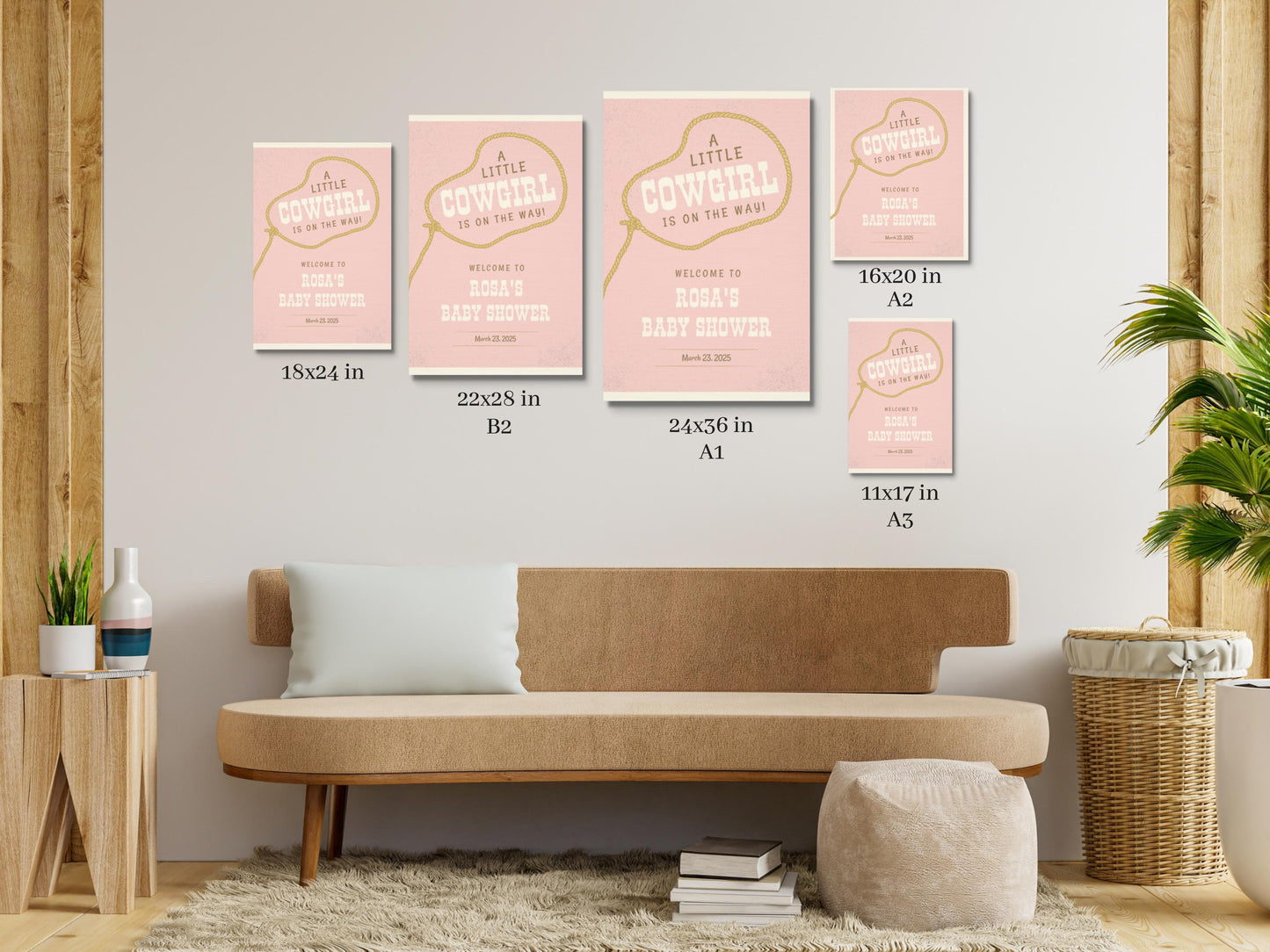 Cowgirl Baby Shower Welcome Sign, Western Baby Shower Welcome, Printed Baby Girl Western Cowboy Foam Board