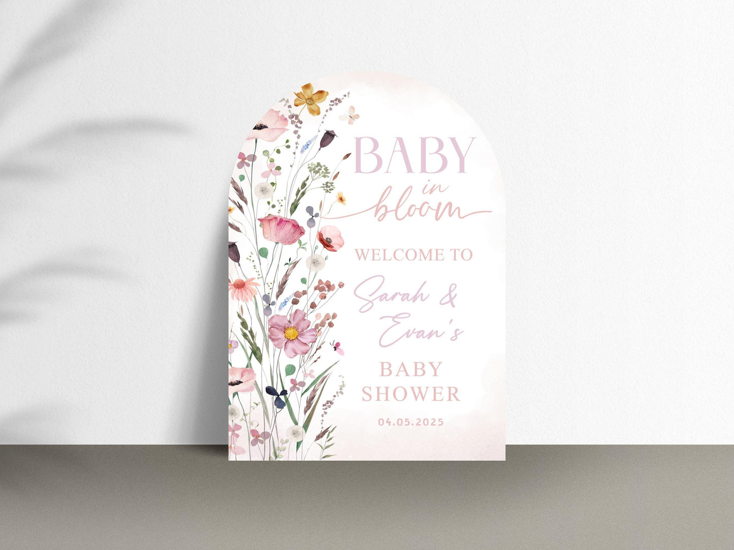 Printed Arch Baby in Bloom Baby Shower Welcome Sign, Custom Printed Floral Shower Welcome