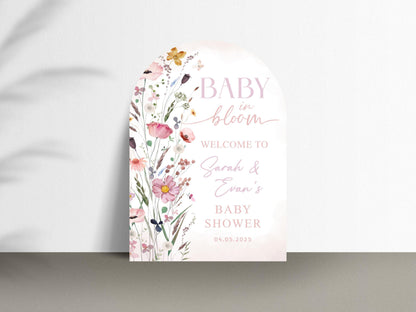 Printed Arch Baby in Bloom Baby Shower Welcome Sign, Custom Printed Floral Shower Welcome