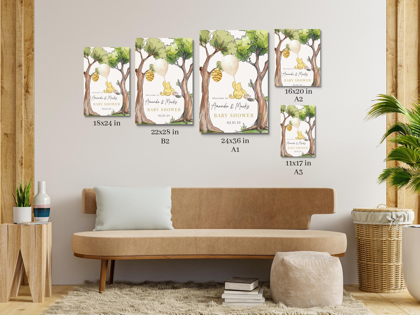 Printed Winnie The Pooh Baby Shower Welcome Sign, Pooh Baby Shower Welcome, Printed Gender Neutral Winnie The Pooh Foam Board Welcome Sign