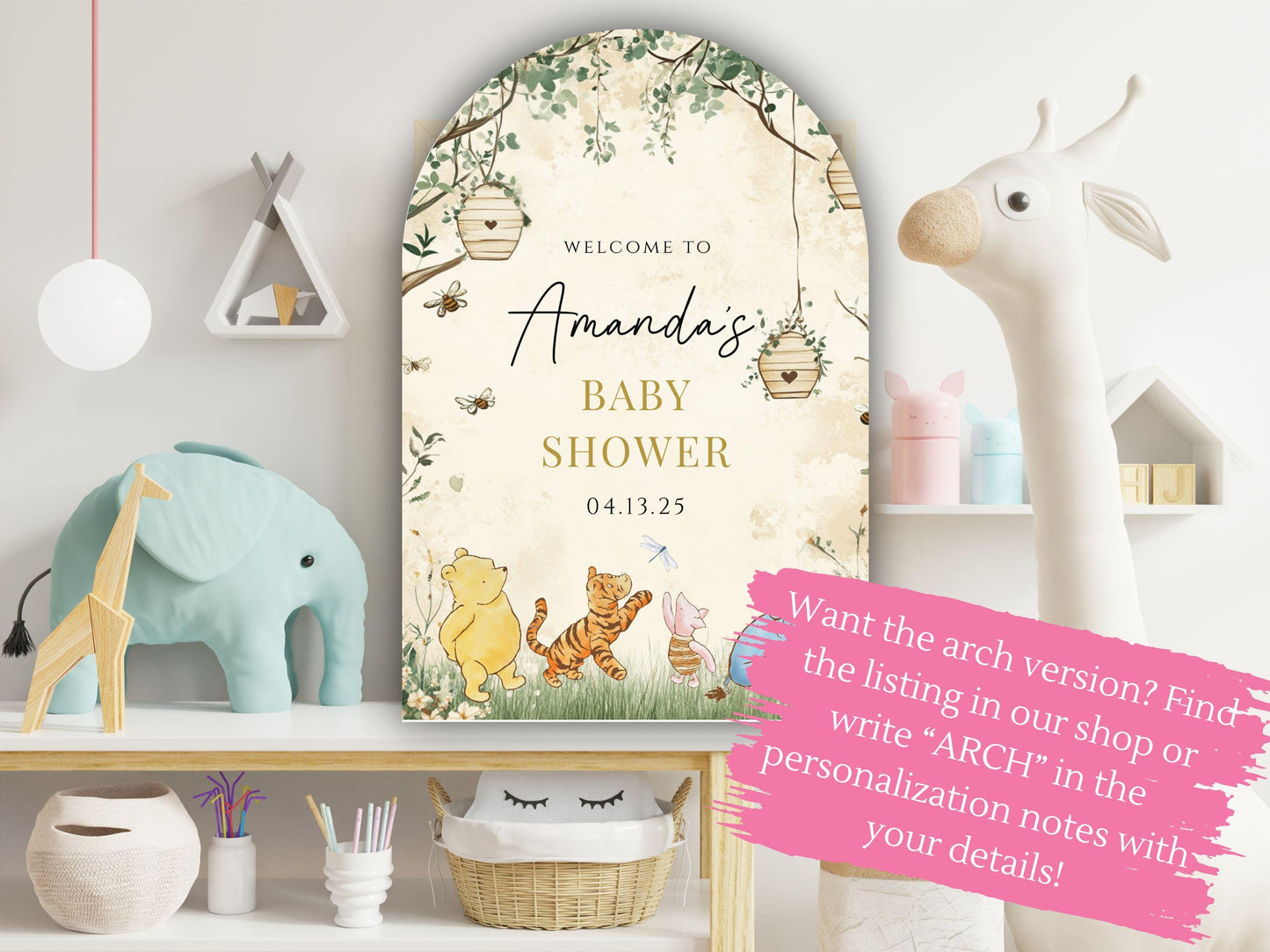 Winnie The Pooh Baby Shower Welcome Sign, Pooh Baby Shower Welcome