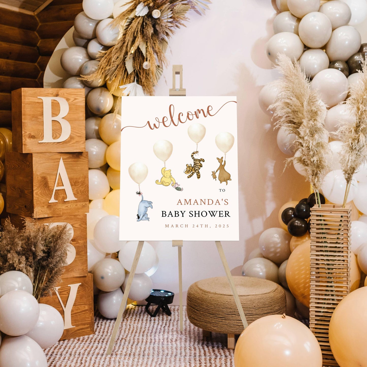 Winnie The Pooh Baby Shower Welcome Sign, Pooh Gender Neutral Baby Shower Welcome