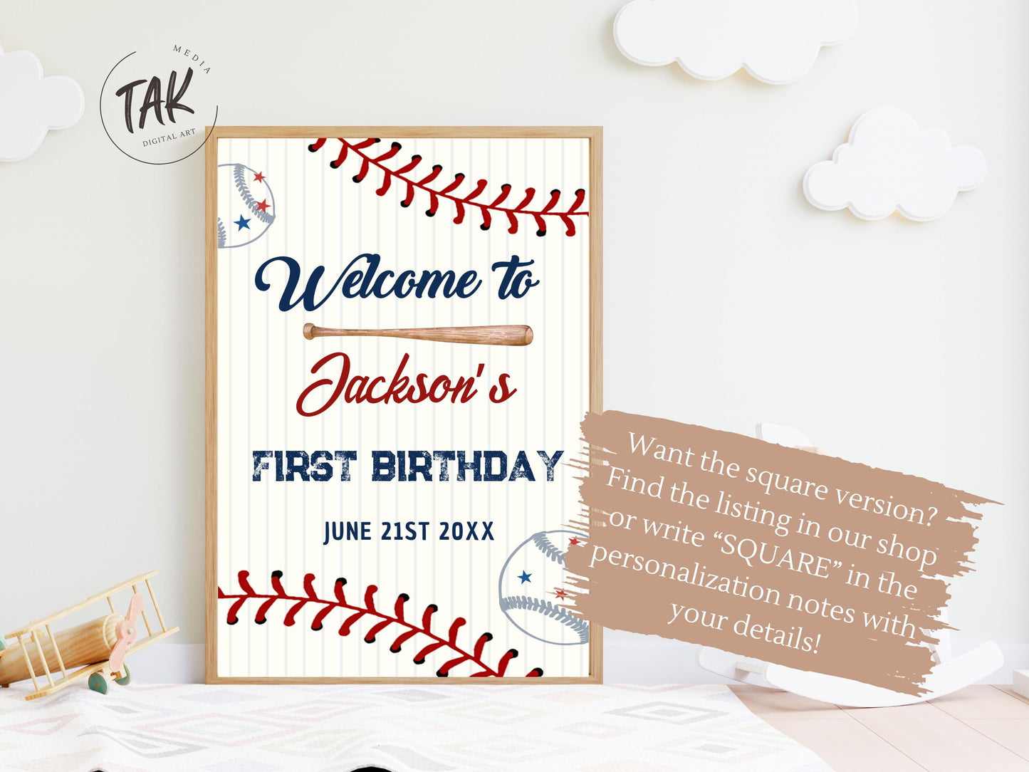 Printed Arch Baseball Rookie of the Year 1st Birthday Welcome Sign, Custom Foam Board Birthday Decor, Boy First Birthday Sports Custom Theme