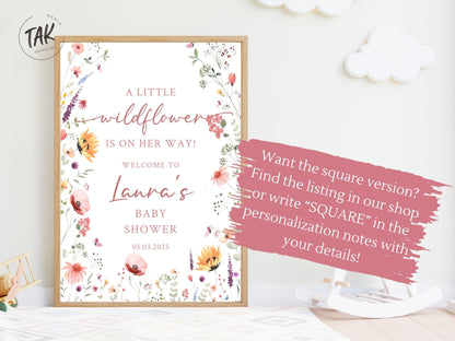 Printed Arch Wildflower in Bloom Baby Shower Welcome Sign, Floral Shower Welcome, Custom Printed Baby Girl Custom Foam Board Party Sign