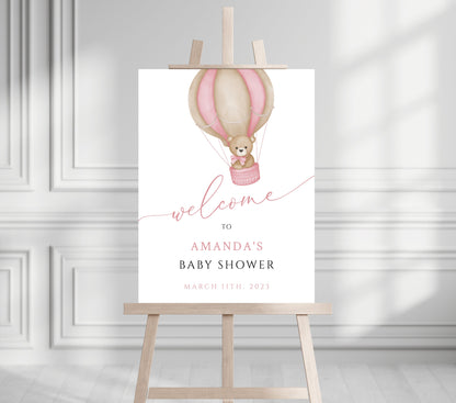 Baby Shower We Can Bearly Wait Baby Girl Foam Welcome Sign
