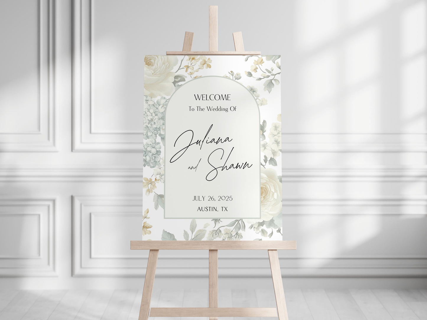 Elegant Wedding Welcome Sign, Custom Acrylic or Foam Board, Personalized Floral Wedding Sign