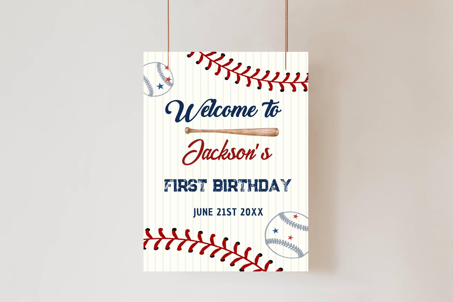 Printed Baseball Rookie of the Year 1st Birthday Welcome Sign, Custom Foam Board Birthday Decor, Boy First Birthday Sports Theme Custom Sign