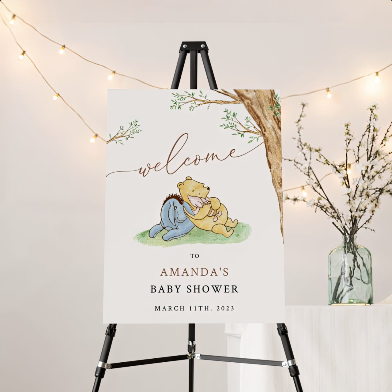 Winnie The Pooh Baby Shower Welcome Sign, Pooh Baby Shower Welcome, Printed Gender Neutral Winnie The Pooh Foam Board