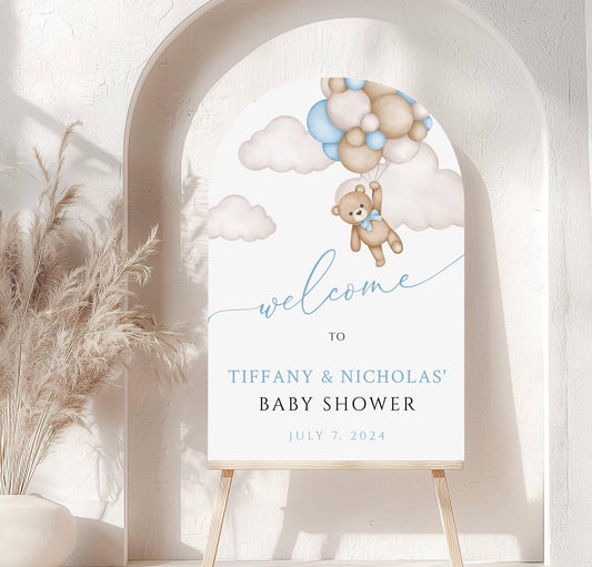 Printed Arch We Can Bearly Wait Baby Boy Foam Welcome Sign, Baby Hot Air Balloon Bear, Printed Foam Board, Printable Giant Bear Welcome Sign