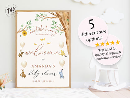 Winnie The Pooh Baby Shower Welcome Sign, Pooh Baby Shower Welcome, Printed Gender Neutral Winnie The Pooh Foam Board