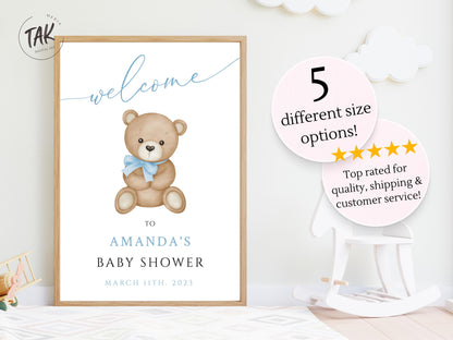 Baby Shower We Can Bearly Wait Boy Foam Welcome Sign, Baby Giant Bear