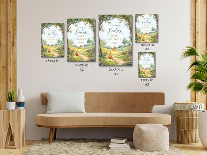 Printed Winnie The Pooh Baby Shower Welcome Sign, Pooh Baby Shower Welcome, Printed Gender Neutral Winnie The Pooh Foam Board Welcome Sign