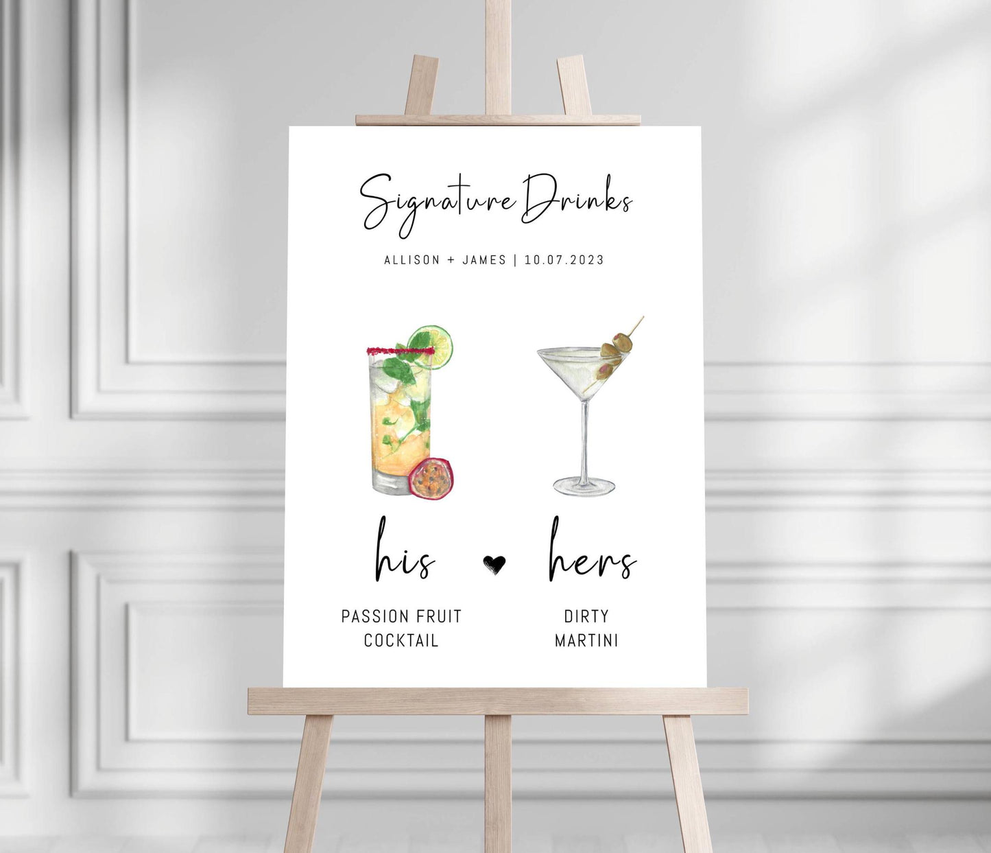 Bar Menu Minimalist Foam Board, Printed Bar Menu, Modern Drink Menu