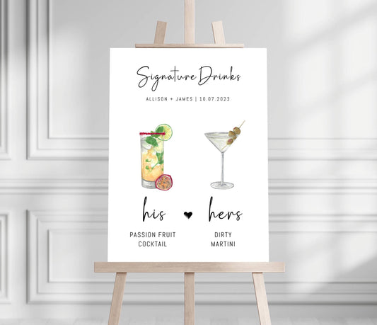 Bar Menu Minimalist Foam Board, Printed Bar Menu, Modern Drink Menu