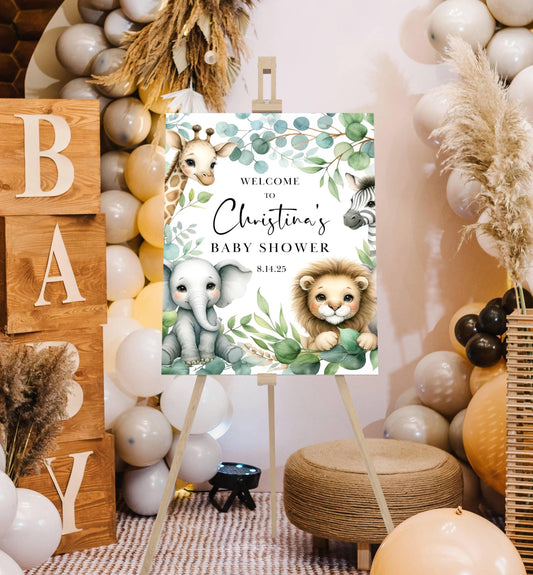 Printed Woodland Animals Baby Shower Welcome Sign, Baby Animals Shower Welcome, Printed Gender Neutral Custom Foam Board Party Welcome Sign