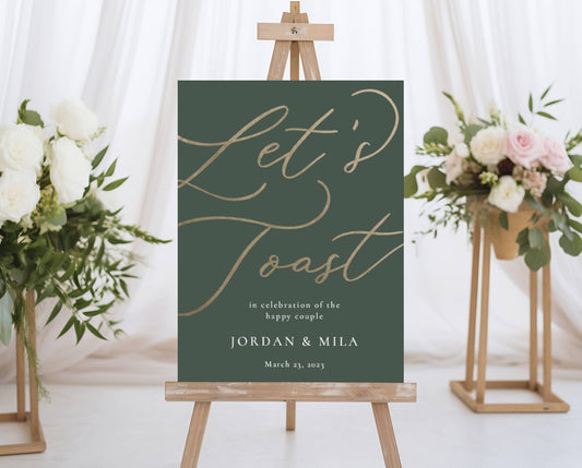 Let's Toast Wedding Sign - Sage Green