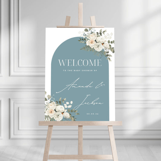 Baby Shower Welcome Sign, Baby Boy Baby Shower Welcome Board, Printed Baby Boy Party Foam Board