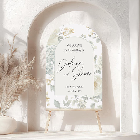 Elegant Wedding Welcome Sign, Custom Acrylic or Foam Board, Personalized Floral Wedding Sign