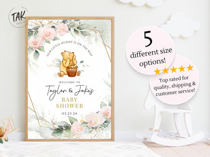 Winnie The Pooh Baby Shower Welcome Sign, Pooh Baby Shower Welcome, Printed Gender Neutral Winnie The Pooh Foam Board Welcome Sign