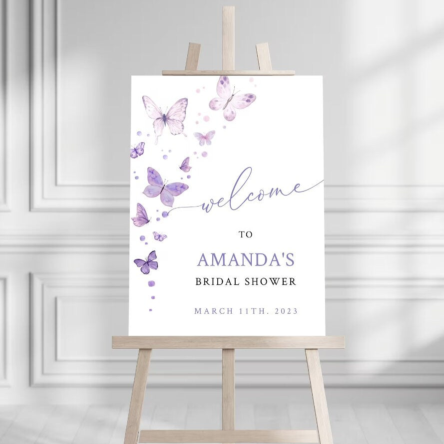 Printed Bridal Shower Butterfly Welcome Sign, Custom Bridal Shower Or Bridal Brunch Foam Welcome Sign, Printed Foam Board Party Welcome Sign