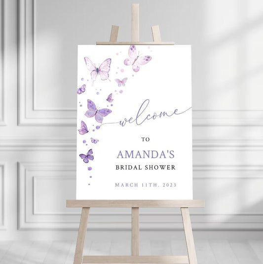 Printed Bridal Shower Butterfly Welcome Sign, Custom Bridal Shower Or Bridal Brunch Foam Welcome Sign, Printed Foam Board Party Welcome Sign