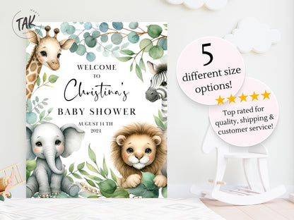 Printed Woodland Animals Baby Shower Welcome Sign, Baby Animals Shower Welcome, Printed Gender Neutral Custom Foam Board Party Welcome Sign