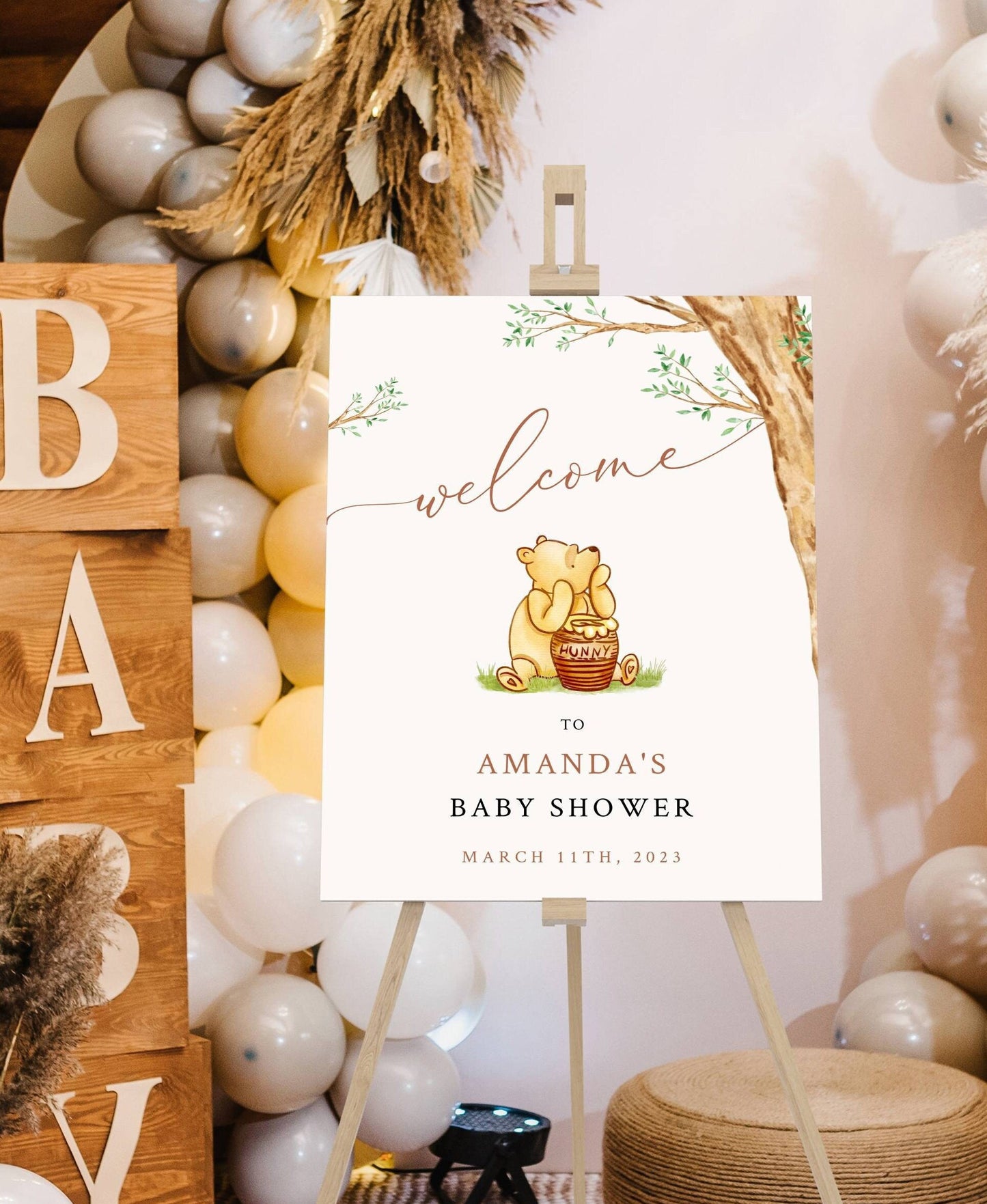 Winnie The Pooh Baby Shower Welcome Sign, Pooh Baby Shower Welcome