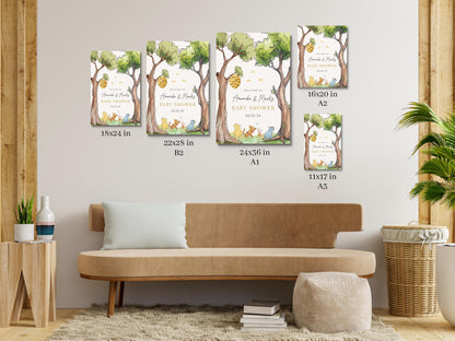 Printed Winnie The Pooh Baby Shower Welcome Sign, Pooh Baby Shower Welcome, Printed Gender Neutral Winnie The Pooh Foam Board Welcome Sign